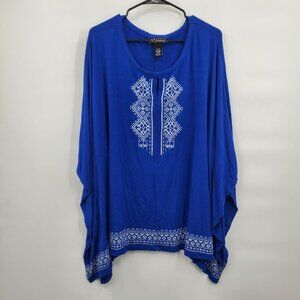 Catherines Poncho Scoop Neck Tunic Top Women Size Plus 2X Short Sleeve Boho